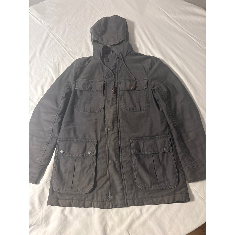 Banana Republic Field Jacket Mens M Gray Hooded Utility Cargo Coat